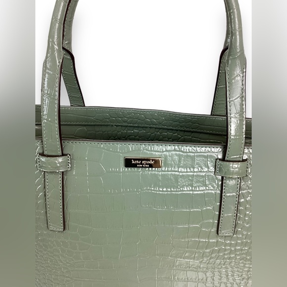 Kate Spade Bedford Riverside St Exotic Mint Vinyl croc Embossed Bag - Picture 2 of 8